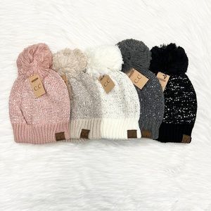 C.C Sequin Pom Beanie for Adults, Winter Hats, Premium Hats, Warm Gift Hats